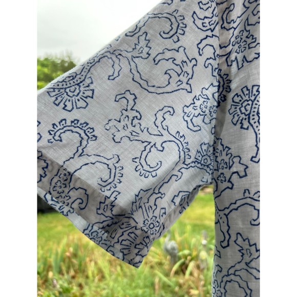 Tommy Hilfiger Linen Top, white/blue print, Size M/L - Picture 4 of 5